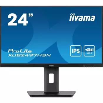 Монитор 23.8" Iiyama ProLite XUB2497HSN-B1 IPS, 1920x1080 (16:9), 250кд/м2, 100 Гц, 1 мс, 178°/178°, HDMI, DisplayPort, USB Type-C, USB-Hub, черный (XUB2497HSN-B1)