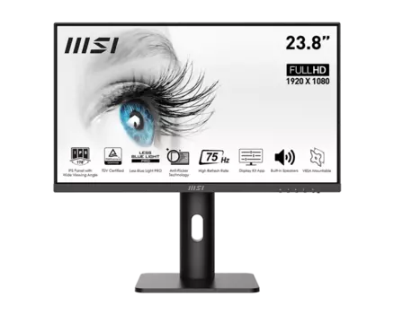 Монитор 23.8" MSI Pro MP243P IPS, 1920x1080 (16:9), 250кд/м2, 5 мс, 178°/178°, HDMI, DisplayPort, черный (9S6-3PB59H-064)