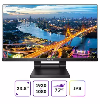 Монитор 23.8" Philips B Line 242B1TC (00/01) IPS, сенсорный, 1920x1080 (16:9), 250кд/м2, 4 мс, 178°/178°, VGA, HDMI, DisplayPort, USB-Hub, черный (242B1TC (00/01))