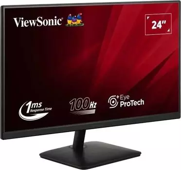Монитор 23.8" Viewsonic VA2408-MHDB IPS, 1920x1080 (16:9), 250кд/м2, 100 Гц, 1 мс, 178°/178°, VGA, HDMI, DisplayPort, USB-Hub, черный (VA2408-MHDB)