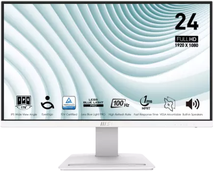 Монитор 24.5" MSI Pro MP243XW IPS, 1920x1080 (16:9), 300кд/м2, 100 Гц, 1 мс, 178°/178°, HDMI, DisplayPort, белый (9S6-3PB5CH-075)