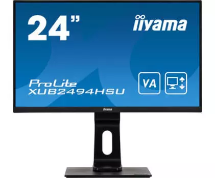 Монитор 24" Iiyama XUB2494HSU-B1 VA, 1920x1080 (16:9), 250кд/м2, 3мс, 178°/178°, VGA, HDMI, DisplayPort, черный (XUB2494HSU-B1)