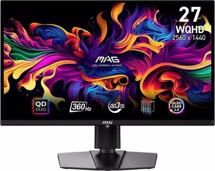 Монитор 26.5" MSI MAG 271QPX QD-OLED, 2560x1440 (16:9), 250кд/м2, 360 Гц, 0.03 мс, 178°/178°, HDMI, DisplayPort, USB Type-C, черный (9S6-3CD89T-019)