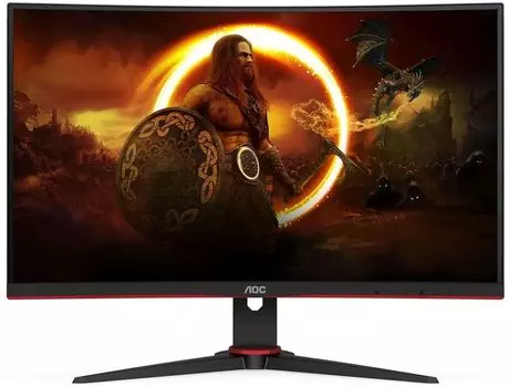 Монитор 27" AOC Gaming CQ27G2SE VA, изогнутый, 2560x1440 (16:9), 250кд/м2, 165 Гц, 4 мс, 178°/178°, HDMI, DisplayPort, черный/красный (CQ27G2SE/BK)