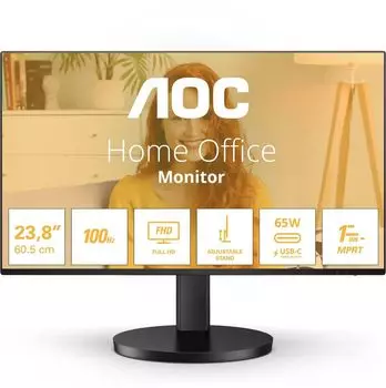 Монитор 27" AOC Home Office 27B3CF2 IPS, 1920x1080 (16:9), 250кд/м2, 100 Гц, 1 мс, 178°/178°, HDMI, USB Type-C, USB-Hub, черный (27B3CF2)