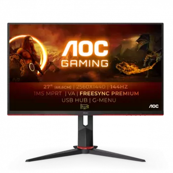 Монитор 27" AOC Q27G2U VA, 2560x1440 (16:9), 250кд/м2, 144 Гц, 1 мс, 178°/178°, HDMI, DisplayPort, USB-Hub, черный/красный (Q27G2U)