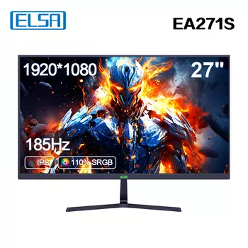 Монитор 27" ELSA EA271S IPS, 1920x1080 (16:9), 300кд/м2, 185 Гц, 0.5 мс, 178°/178°, HDMI, DisplayPort, веб-камера, черный (EA271S)