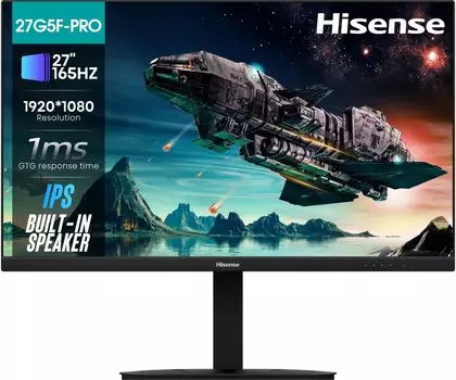 Монитор 27" Hisense 27G5F-PRO IPS, 1920x1080 (16:9), 250кд/м2, 165 Гц, 1 мс, 178°/178°, HDMI, DisplayPort, черный (27G5F-PRO)