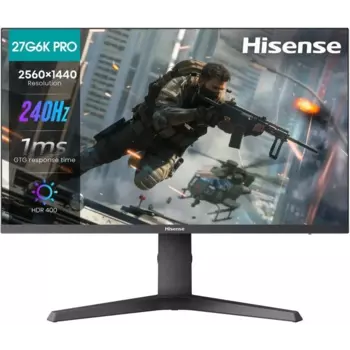Монитор 27" Hisense 27G6K-PRO IPS, 2560x1440 (16:9), 320кд/м2, 240 Гц, 1 мс, 178°/178°, HDMI, DisplayPort, черный (27G6K-PRO)