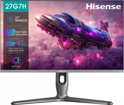 Монитор 27" Hisense 27G7H IPS, 2560x1440 (16:9), 600кд/м2, 170 Гц, 1 мс, 178°/178°, HDMI, DisplayPort, черный (27G7H)