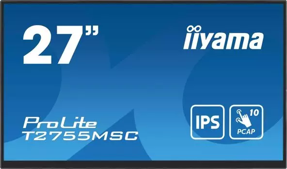 Монитор 27" Iiyama ProLite T2755MSC-B1 IPS, сенсорный, 1920x1080 (16:9), 400кд/м2, 5 мс, 178°/178°, HDMI, DisplayPort, USB-Hub, черный (T2755MSC-B1)