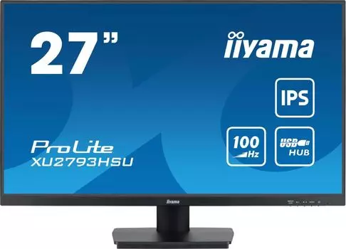 Монитор 27" Iiyama ProLite XU2793HSU-B6 IPS, 1920x1080 (16:9), 250кд/м2, 100 Гц, 1 мс, 178°/178°, HDMI, DisplayPort, USB-Hub, черный (XU2793HSU-B6)