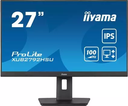 Монитор 27" Iiyama ProLite XUB2792HSU-B6 IPS, 1920x1080 (16:9), 250кд/м2, 100 Гц, 4 мс, 178°/178°, HDMI, DisplayPort, USB-Hub, черный (XUB2792HSU-B6)