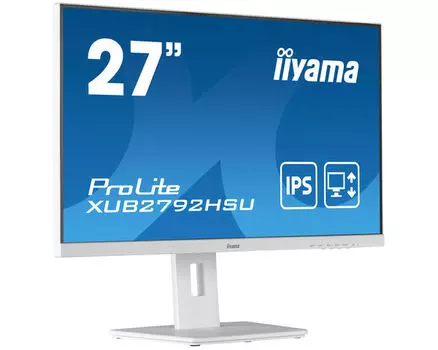 Монитор 27" Iiyama ProLite XUB2792HSU-W5 IPS, 1920x1080 (16:9), 250кд/м2, 4 мс, 178°/178°, VGA, HDMI, DisplayPort, USB-Hub, белый (XUB2792HSU-W5)