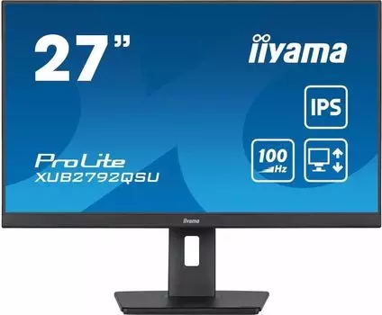 Монитор 27" Iiyama ProLite XUB2792QSU-B6 IPS, 2560x1440 (16:9), 250кд/м2, 100 Гц, 0.4 мс, 178°/178°, HDMI, DisplayPort, USB-Hub, черный (XUB2792QSU-B6)