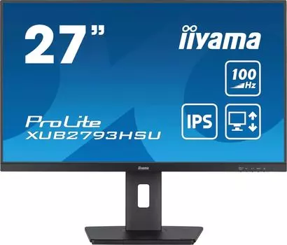 Монитор 27" Iiyama ProLite XUB2793HSU-B6 IPS, 1920x1080 (16:9), 250кд/м2, 100 Гц, 1 мс, 178°/178°, HDMI, DisplayPort, USB-Hub, черный (XUB2793HSU-B6)