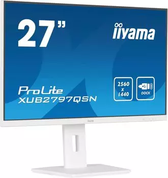 Монитор 27" Iiyama ProLite XUB2797QSN-W1 IPS, 2560x1440 (16:9), 250кд/м2, 100 Гц, 1 мс, 178°/178°, HDMI, DisplayPort, USB Type-C, USB-Hub, белый (XUB2797QSN-W1)