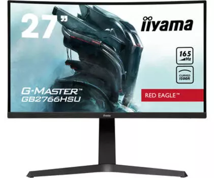 Монитор 27" Iiyama Red Eagle GB2766HSU-B1 VA, изогнутый, 1920x1080 (16:9), 250кд/м2, 165Hz, 1мс, 178°/178°, FreeSync Premium, HDMI, DisplayPort, USB-Hub, черный