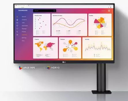 Монитор 27" LG Ergo 27QN880-B IPS, 2560x1440 (16:9), 350кд/м2, 5мс, 178°/178°, FreeSync, HDMI, DisplayPort, USB Type-C, USB-Hub, черный (27QN880-B)