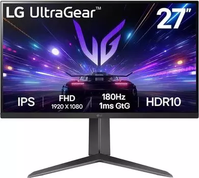 Монитор 27" LG UltraGear 27GS65F-B IPS, 1920x1080 (16:9), 400кд/м2, 180 Гц, 1 мс, 178°/178°, HDMI, DisplayPort, черный (27GS65F-B.ARUZ)
