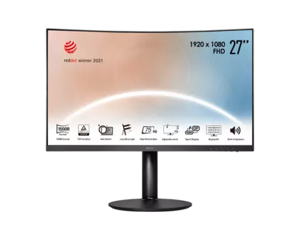 Монитор 27" MSI MD271CP VA, изогнутый, 1920x1080 (16:9), 250кд/м2, 4мс, 178°/178°, HDMI, USB Type-C, черный (9S6-3PA6AH-020)