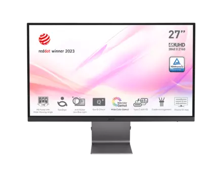 Монитор 27" MSI Modern MD271UL IPS, 3840x2160 (16:9), 300кд/м2, 4 мс, 178°/178°, HDMI, DisplayPort, USB Type-C, серый (9S6-3PB8CH-012)