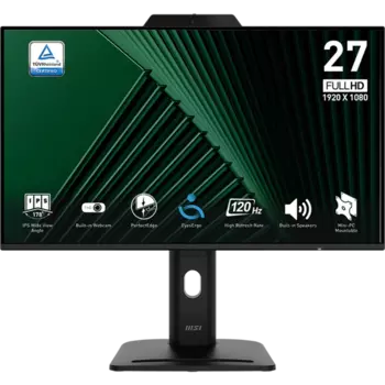 Монитор 27" MSI Pro MP272PMG IPS, 1920x1080 (16:9), 300кд/м2, 120 Гц, 1 мс, 178°/178°, VGA, HDMI, DisplayPort, USB-Hub, веб-камера, черный (9S6-3PD99T-004)