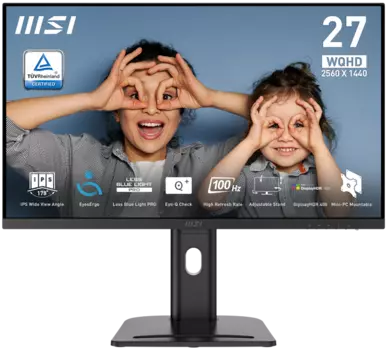 Монитор 27" MSI Pro MP273QP E2 IPS, 2560x1440 (16:9), 400кд/м2, 100 Гц, 1 мс, 178°/178°, HDMI, DisplayPort, черный (9S6-3PB69H-043)