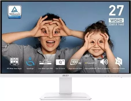 Монитор 27" MSI Pro MP273QW E2 IPS, 1920x1080 (16:9), 400кд/м2, 100 Гц, 1 мс, 178°/178°, HDMI, DisplayPort, белый (9S6-3PB69H-054)