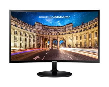 Монитор 27" Samsung Curved C27F390FHE VA, изогнутый, 1920x1080 (16:9), 250кд/м2, 4 мс, 178°/178°, FreeSync, VGA, HDMI, черный (LC27F390FHEXZW), без EU кабеля