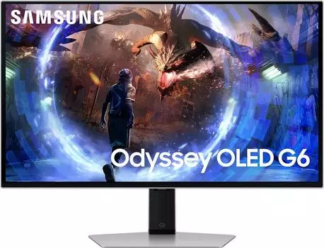 Монитор 27" Samsung Odyssey G6 LS27DG600SIXCI OLED, 2560x1440 (16:9), 250кд/м2, 360 Гц, 1 мс, 178°/178°, HDMI, DisplayPort, USB-Hub, черный/серебристый (LS27DG600SIXCI)