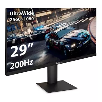 Монитор 29" ExeGate Combat EC1500 IPS, 2560x1080 (21:9), 250кд/м2, 200 Гц, 1 мс, 178°/178°, HDMI, DisplayPort, черный (EX297301RUS)