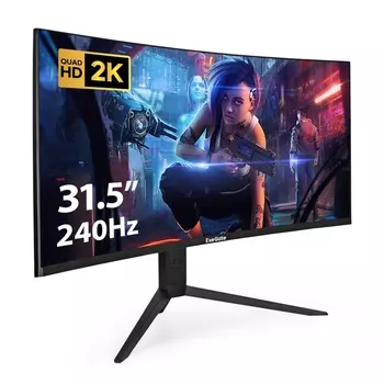 Монитор 31.5" ExeGate Combat EC3207TA VA, изогнутый, 2560x1440 (16:9), 300кд/м2, 240 Гц, 1 мс, 178°/178°, HDMI, DisplayPort, USB-Hub, черный (EX297503RUS)