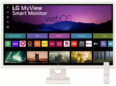 Монитор 31.5" LG MyView 32SR50F-W IPS, 1920x1080 (16:9), 250кд/м2, 5 мс, 178°/178°, HDMI, USB-Hub, белый (32SR50F-W)