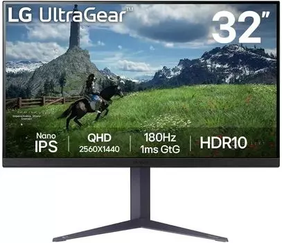 Монитор 31.5" LG UltraGear 32GS85Q-B IPS, 2560x1440 (16:9), 350кд/м2, 180 Гц, 1 мс, 178°/178°, HDMI, DisplayPort, USB-Hub, черный (32GS85Q-B)