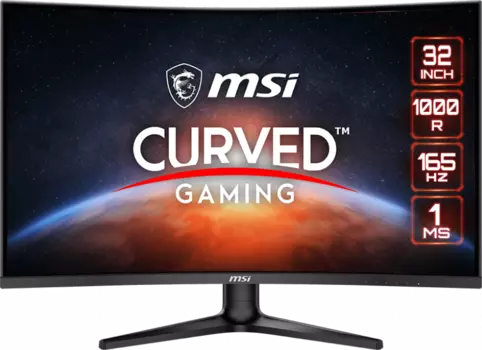 Монитор 31.5" MSI Optix G321C VA, изогнутый, 1920x1080 (16:9), 300кд/м2, 165Hz, 1мс, 178°/178°, FreeSync, HDMI, DisplayPort, черный (9S6-3DC12H-018)