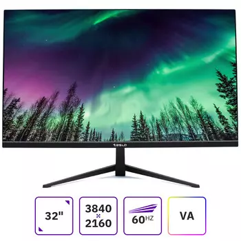 Монитор 32" TESLA U3222DF New VA, 3840x2160 (16:9), 300кд/м2, 4 мс, 178°/178°, HDMI, DisplayPort, черный