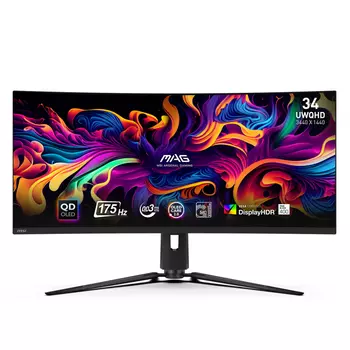Монитор 34.2" MSI MAG 341CQP QD-OLED, изогнутый, 3440x1440 (21:9), 250кд/м2, 175 Гц, 0.03 мс, 178°/178°, HDMI, DisplayPort, Thunderbolt, USB Type-C, USB-Hub, черный (9S6-3DD04T-010)