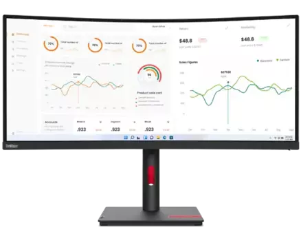 Монитор 34" Lenovo T34w-30 VA, изогнутый, 3440x1440 (21:9), 350кд/м2, 4 мс, 178°/178°, HDMI, DisplayPort, USB Type-C, USB-Hub, черный (63D4GAS1CB)