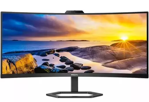 Монитор 34" Philips 34E1C5600HE VA, изогнутый, 3440x1440 (21:9), 300кд/м2, 100Hz, 1мс, 178°/178°, FreeSync, HDMI, DisplayPort, USB Type-C, USB-Hub, веб-камера, черный (34E1C5600HE/00)