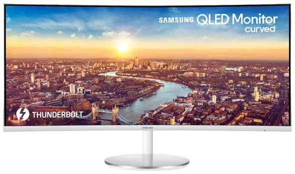 Монитор 34" Samsung C34J791WTM VA, изогнутый, 3440x1440 (21:9), 300кд/м2, 100Hz, 4мс, 178°/178°, FreeSync, HDMI, DisplayPort, USB-Hub, белый