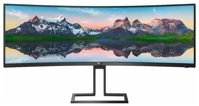 Монитор 49" Philips 498P9Z VA, изогнутый, 5120x1440@70 Гц (32:9) (32:9), 450 кд/м², 70Hz, 5мс, 178°/178°, Adaptive Sync, HDMI, DisplayPort, USB-Hub, черный (498P9Z/00)