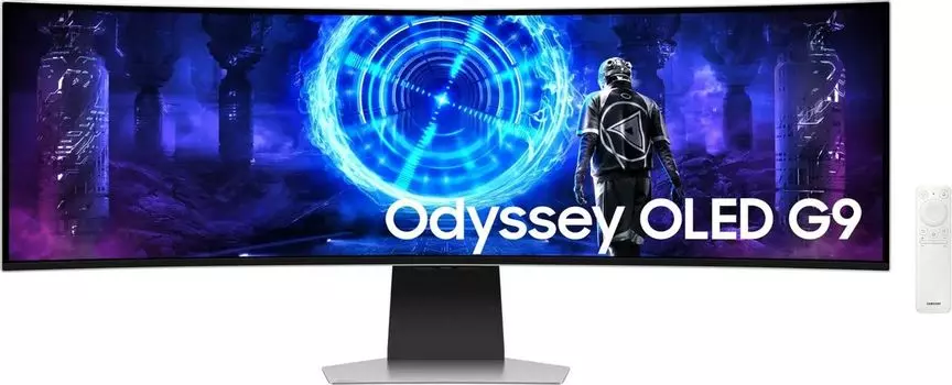 Монитор 49" Samsung Odyssey OLED G9 S49DG952SI OLED, изогнутый, 5120x1440 (32:9), 250кд/м2, 240 Гц, 0.03 мс, 178°/178°, HDMI, DisplayPort, USB Type-C, серебристый (LS49DG952SIXCI)