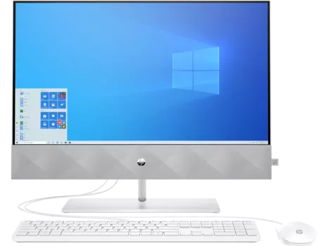 Моноблок HP Pavilion 24-k0005ur 23.8" 1920x1080, AMD Ryzen 3 4300U 2.7GHz, 4Gb RAM, 128Gb SSD, AMD Radeon Graphics, WiFi, BT, Cam, DOS, белый/серебристый, клавиатура, мышь (14Q26EA)