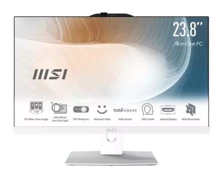 Моноблок MSI Modern AM242P 12M 23.8" 1920x1080, Intel Core i5-120U 1.4 ГГц, 16Gb RAM, 512Gb SSD, WiFi, BT, Cam, без ОС, серебристый, клавиатура, мышь (9S6-AE0722-1022)