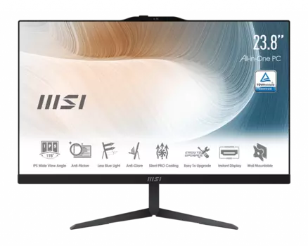 Моноблок MSI Modern AM242T 11M-1458XRU 23.8" 1920x1080 Touch, Intel Core i7-1165G7 2.8 ГГц, 16Gb RAM, 512Gb SSD, WiFi, BT, Cam, без ОС, черный (9S6-AE0121-1496)