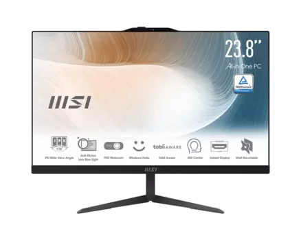 Моноблок MSI Modern AM242T 12M-089XRU 23.8" 1920x1080, Intel Core i3-1215U 1.2 ГГц, 8Gb RAM, 250Gb SSD, WiFi, BT, Cam, без ОС, черный (9S6-AE0711-089)