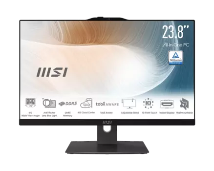 Моноблок MSI Modern AM242TP 1M 23.8" 1920x1080 Touch, Intel Core i5-120U 1.4 ГГц, 16Gb RAM, 512Gb SSD, Intel Iris Xe Graphics, WiFi, BT, Cam, без ОС, черный, клавиатура, мышь (9S6-AE0721-1468)