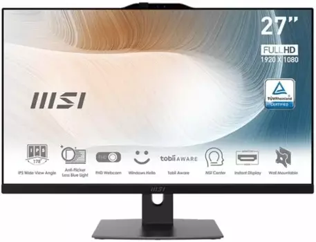 Моноблок MSI Modern AM272P 12M-233XRU 27" 1920x1080, Intel Core i5-1240P 1.7 ГГц, 8Gb RAM, 512Gb SSD, WiFi, BT, Cam, без ОС, черный (9S6-AF8211-233)