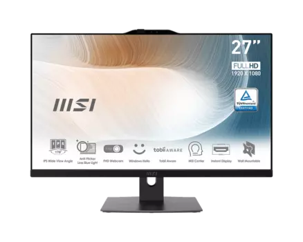 Моноблок MSI Modern AM272P 12M-291RU 27" 1920x1080, Intel Core i5-1240P 1.7 ГГц, 16Gb RAM, 512Gb SSD, WiFi, BT, Cam, W11Pro, черный, клавиатура, мышь (9S6-AF8211-643)